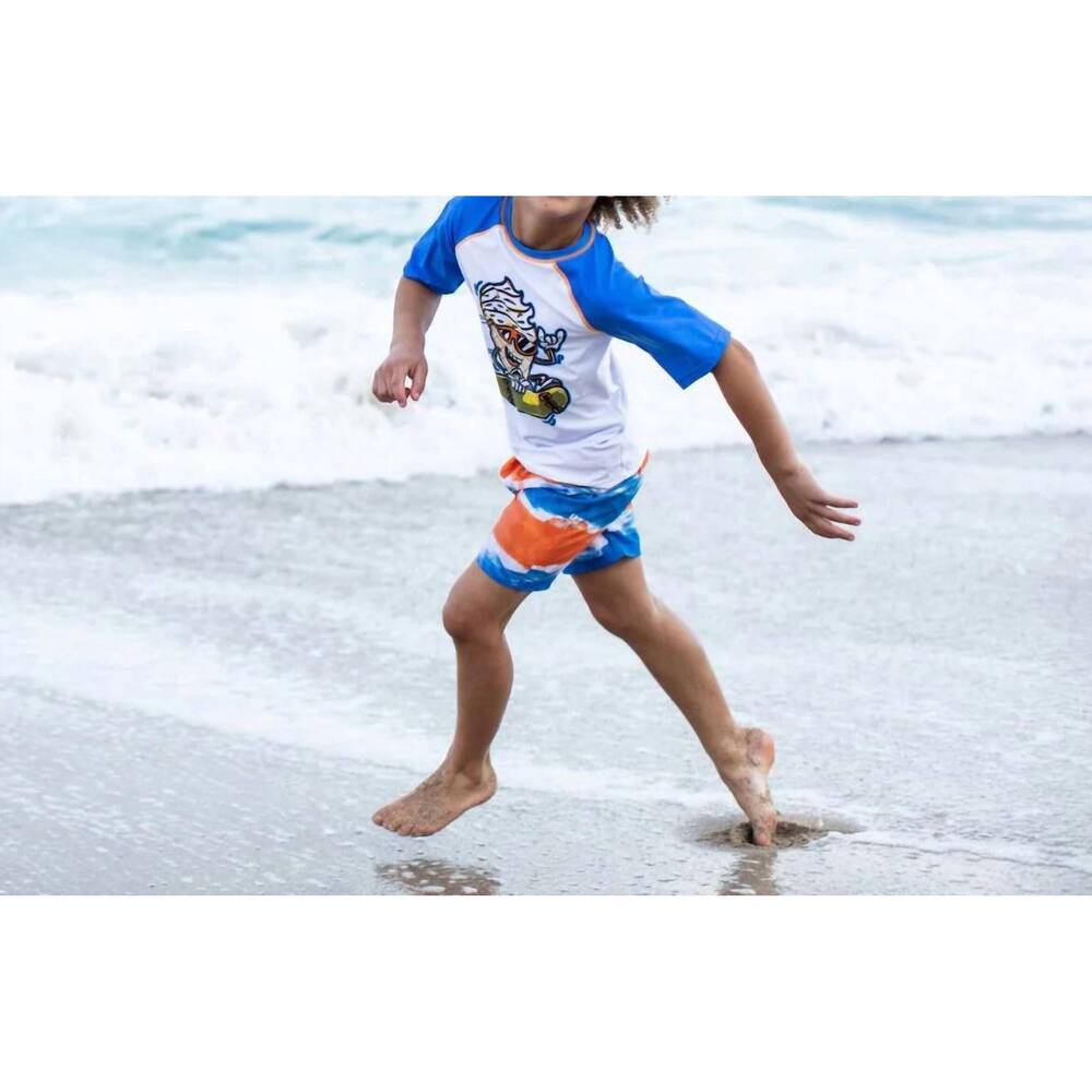NEW APPAMAN boys swim trunks in painters stripe